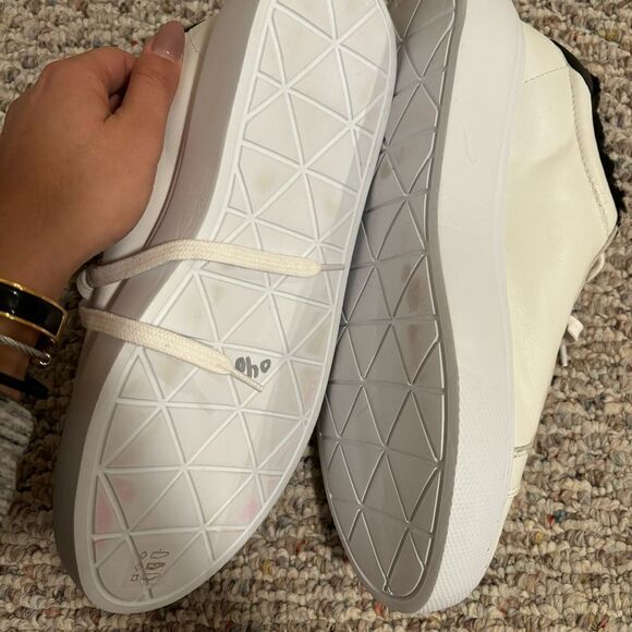 SCHUTZ Kristin Platform Sneaker White Leather Lace Up Black Low Top- Size 9.5 - Picture 9 of 12